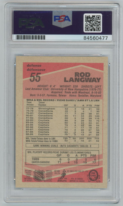 1989 O-Pee-Chee Rod Langway #55 Auto - PSA/DNA Authentic