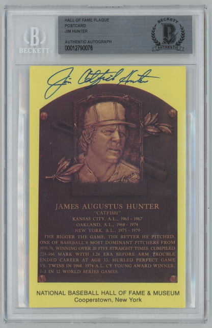 Hall of Fame Plaque Postcard Jim Hunter Auto - Beckett Authentic