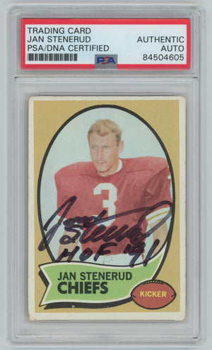 1970 Topps Jan Stenerud  ROOKIE #25 Auto - PSA/DNA HOF 91' Inscription