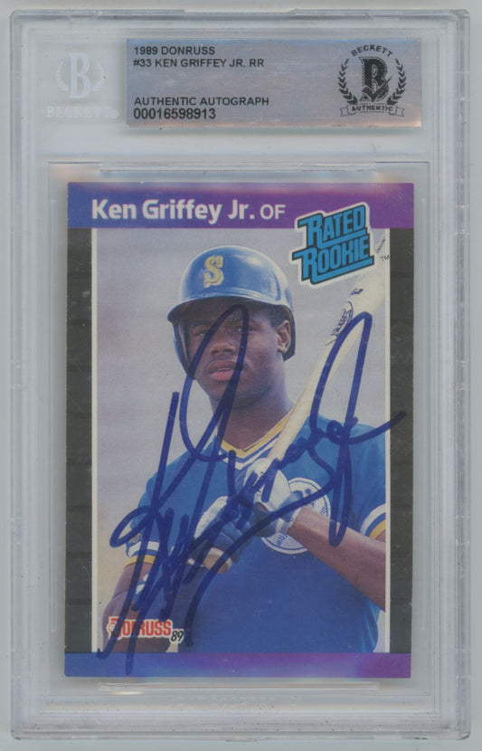 1989 Donruss #33 Ken Griffey Jr. Rated Rookie Auto - Beckett Authentic