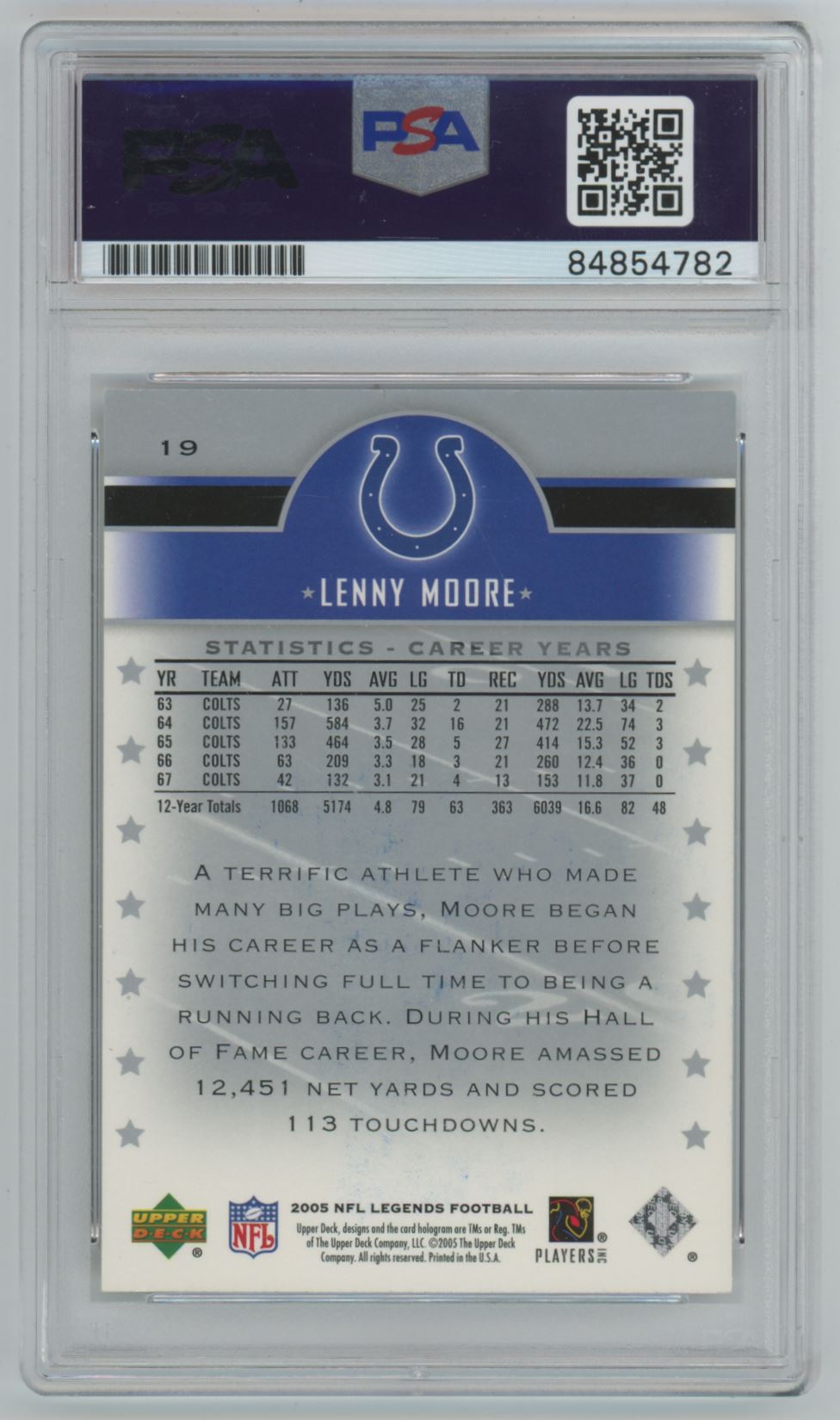 2005 NFL Legends Lenny Moore Auto - PSA/DNA