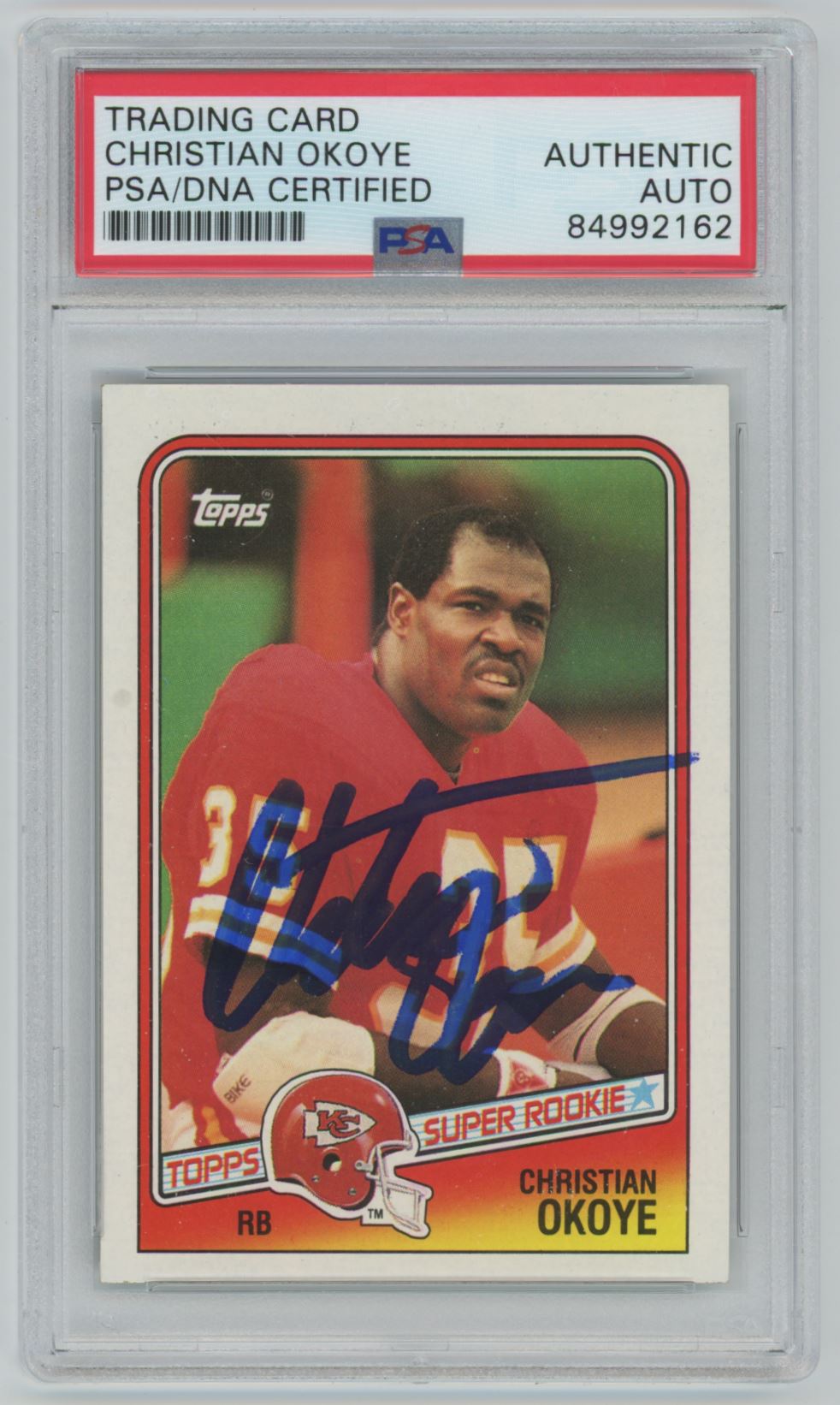 1988 Topps Christian Okoye Rookie Card #363 Auto - PSA/DNA