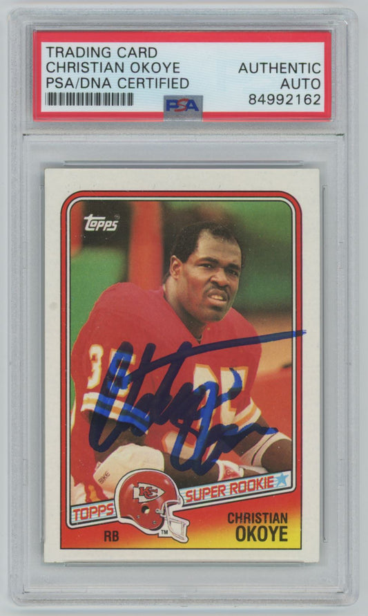 1988 Topps Christian Okoye Rookie Card #363 Auto - PSA/DNA