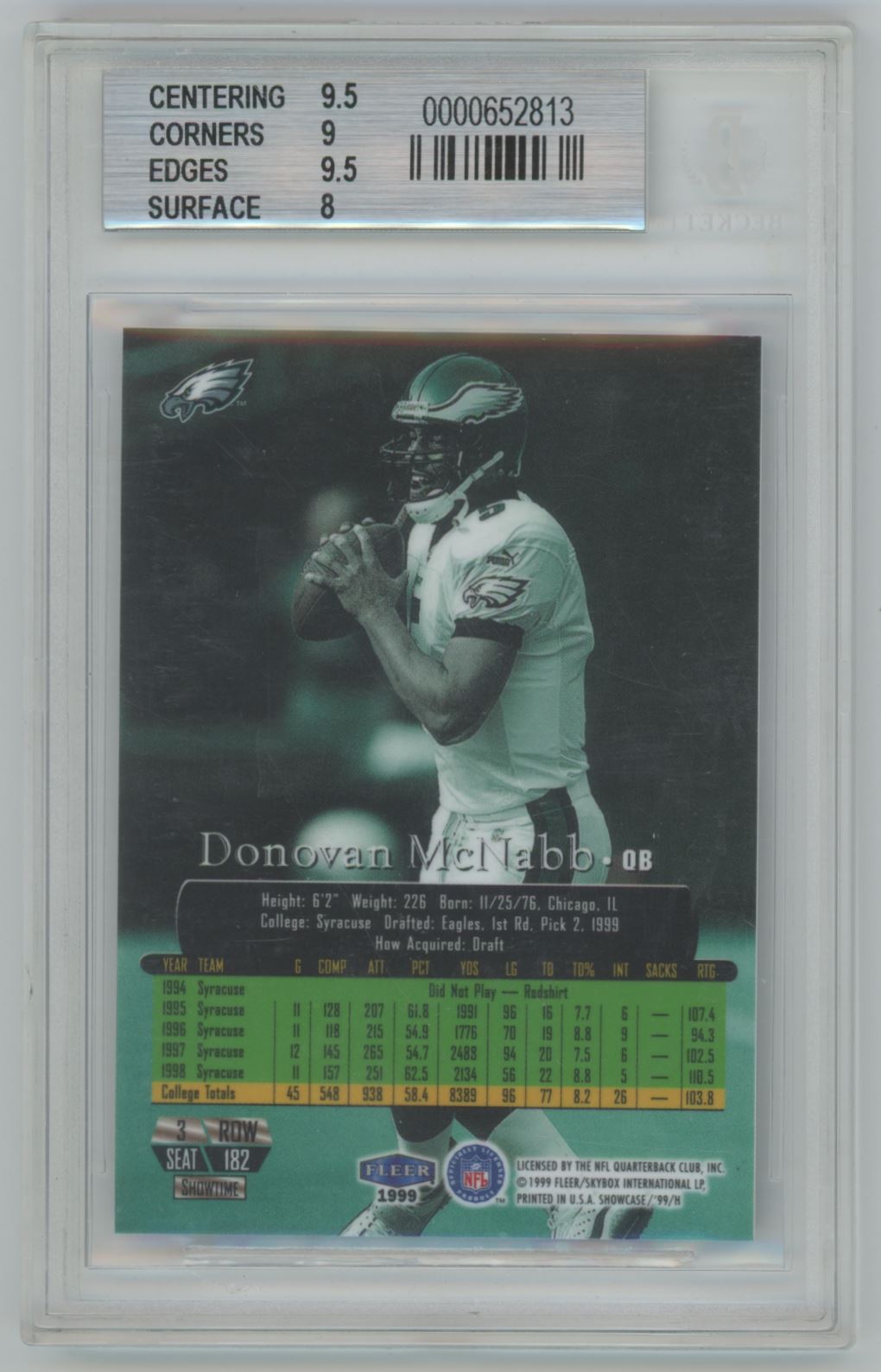 1999 Flair Showcase Donovan McNabb 750/1999 - BGS 8.5 (2813)