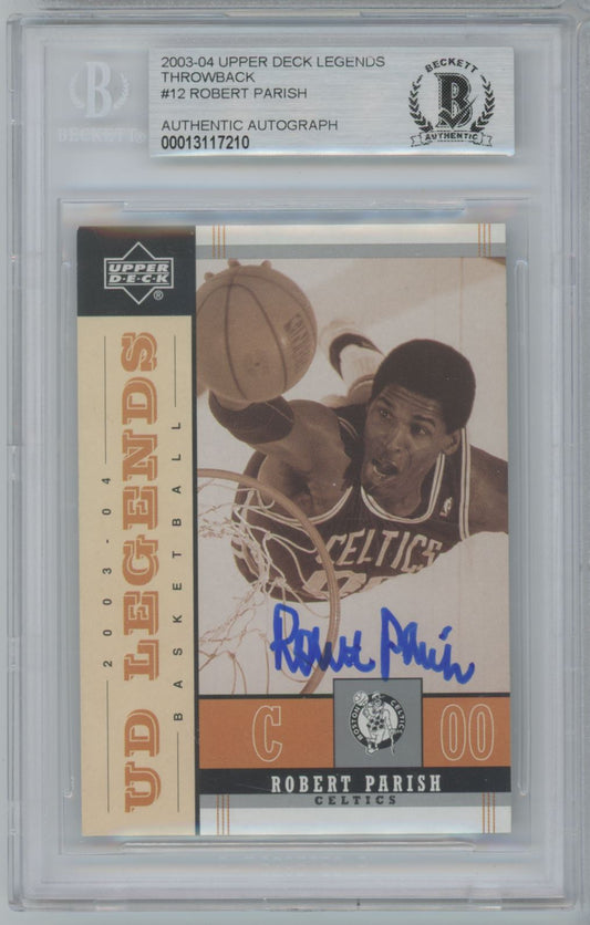 2003-4 Upper Deck Legends Throwback Robert Parish #12 Auto - Beckett Authentic