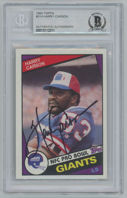 1984 Topps Harry Carson #314 Auto - Beckett Authentic