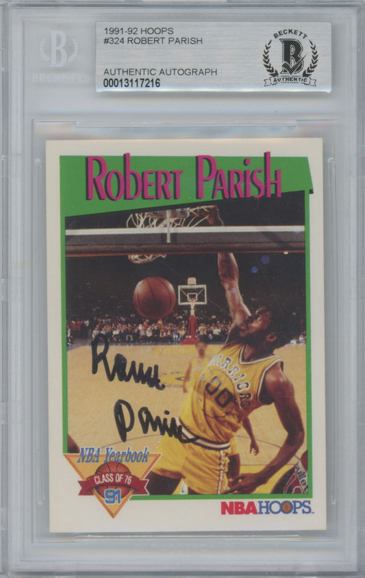 1991 NBA Hoops #324 Robert Parish Auto - Beckett Authentic (Black Ink)