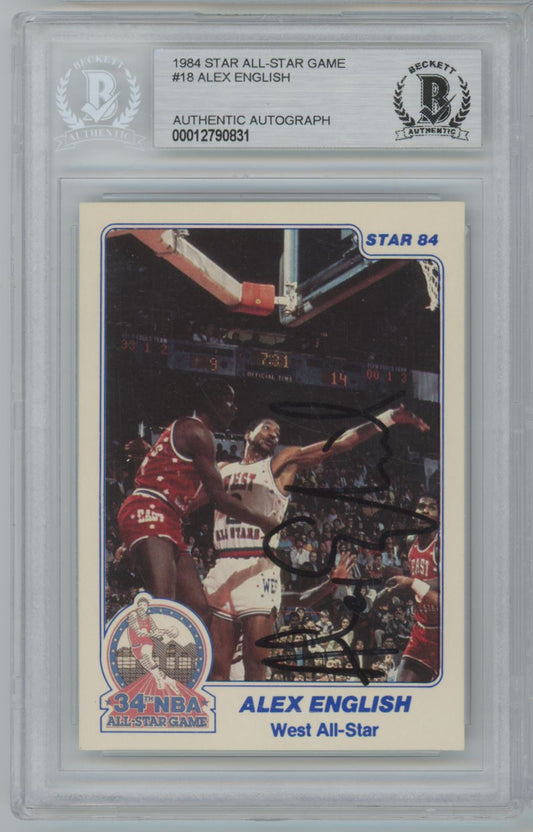 1984 Star All-Star Game #18 Alex English Auto - Beckett Authentic