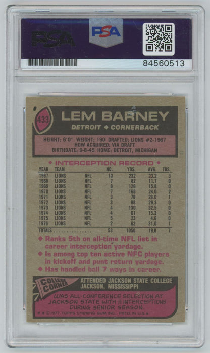 1977 Topps Lem Barney #443 HOF Auto - PSA/DNA