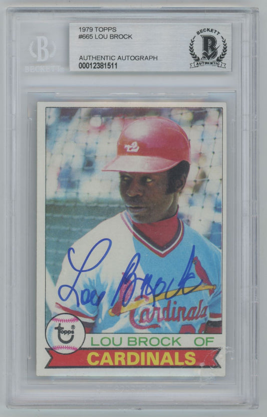 1979 Topps Lou Brock #665 Auto - Beckett Authentic