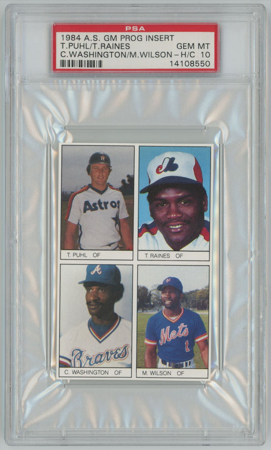 1983 All Star Games Program Insert Tim Raines, Terry Puhl, Mookie Wilson, Claudell Washington - PSA 10