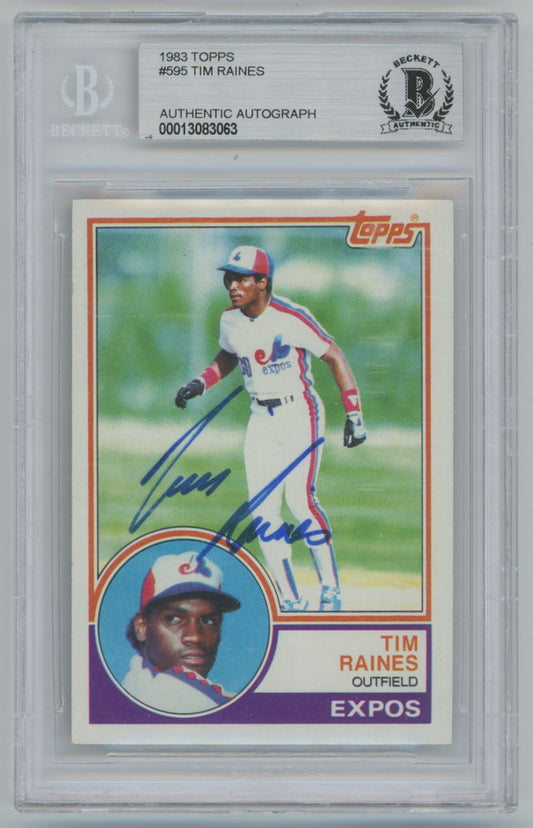 1983 Topps Tim Raines #595 Auto - Beckett Authentic