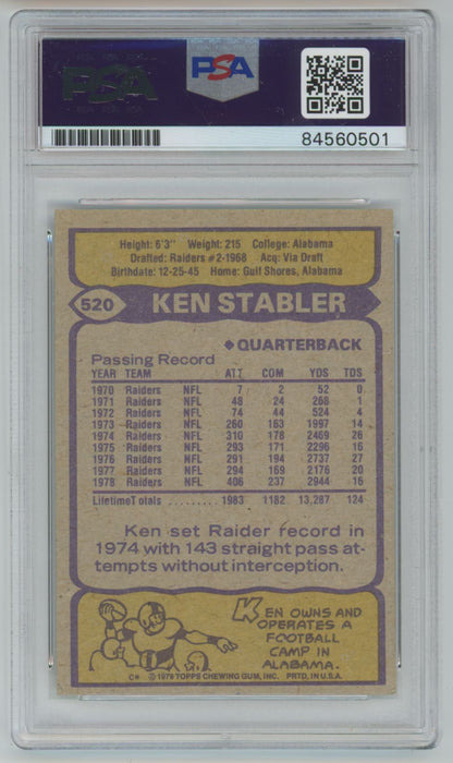 1979 Topps Ken Stabler Auto - PSA/DNA