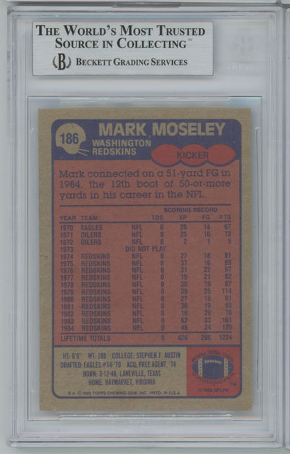 1985 Topps #186 Mark Moseley Auto - Beckett Authentic