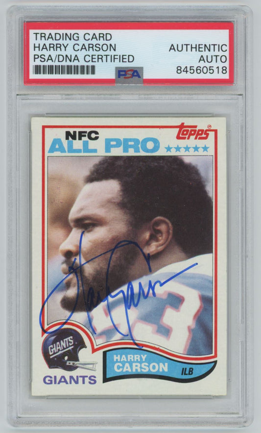 1982 Topps Harry Carson #418 Auto - PSA/DNA