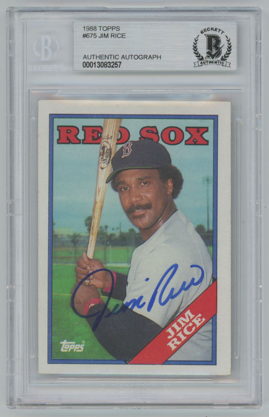 1988 Topps Jim Rice #675 Auto - Beckett Authentic