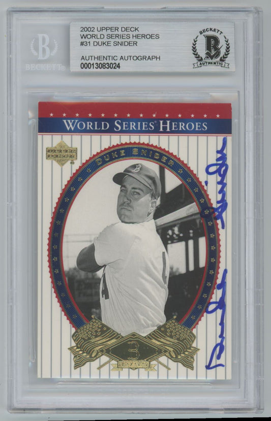 2002 Upper Deck World Series Heroes Duke Snider Auto - Beckett Authentic