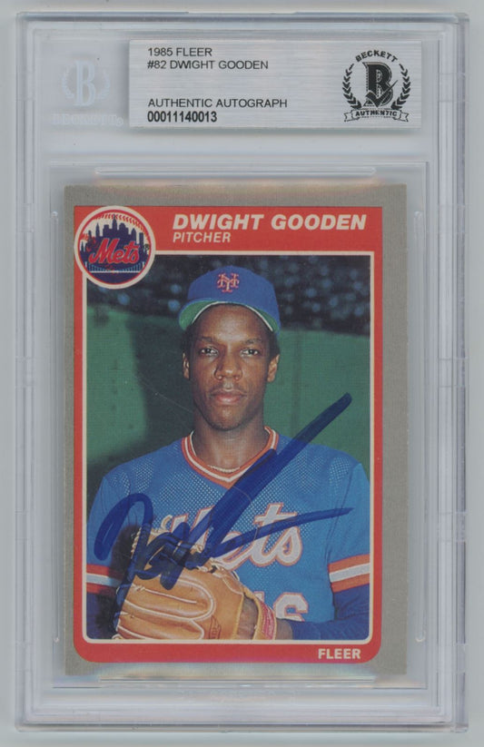 1985 Fleer Dwight Gooden #82 Rookie Card Auto - Beckett Authentic