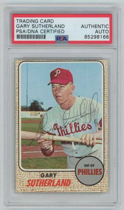 1968 Topps Gary Sutherland Auto - PSA/DNA Authentic (8168)