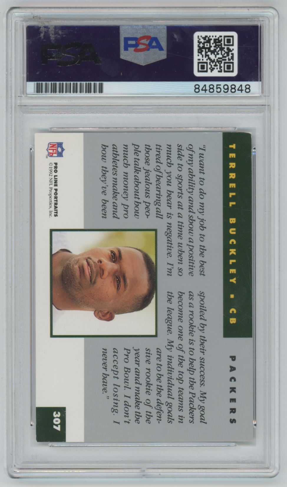 1992 Pro Line Terrell Buckley Auto - PSA/DNA