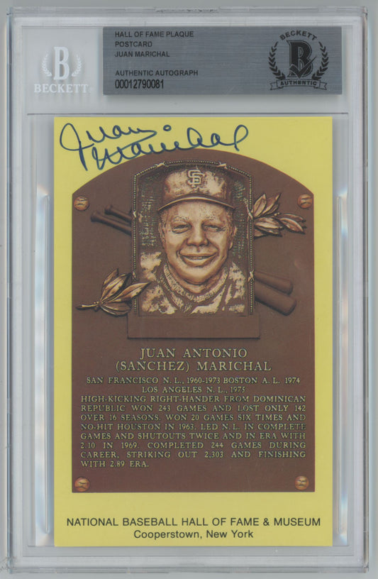 Hall of Fame Plaque Postcard Juan Marichal Auto - Beckett Authentic