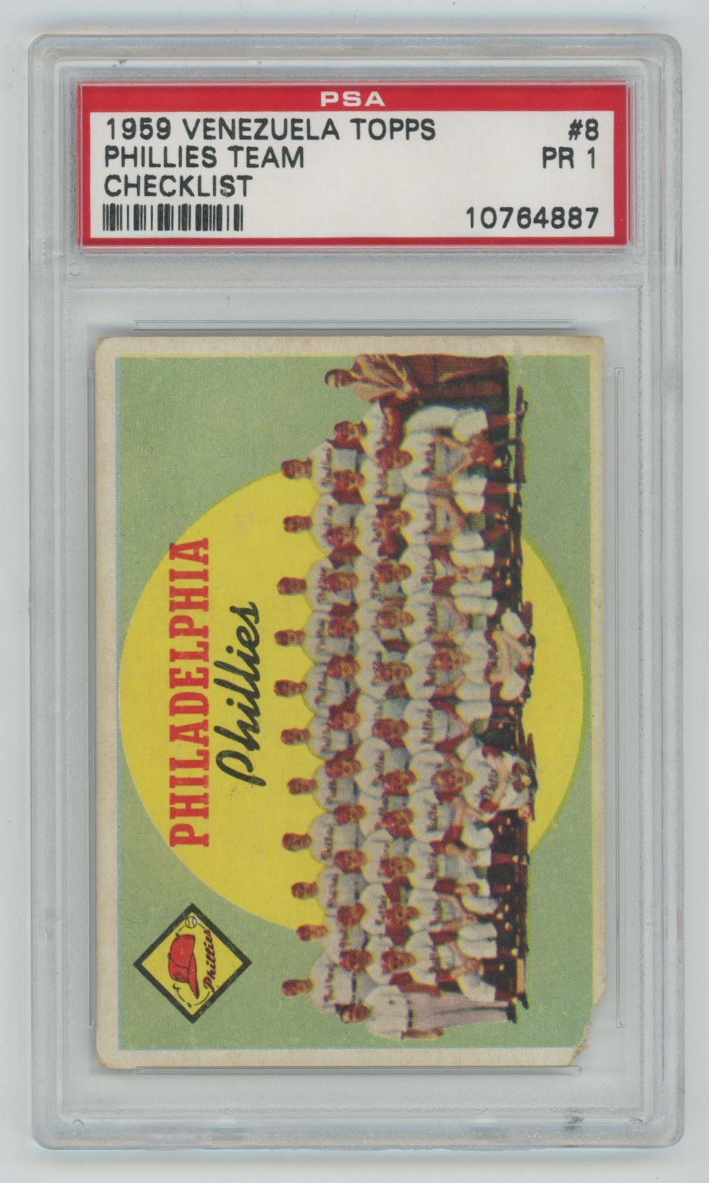 1959 Venezuela Topps Phillies Team Checklist 38 - PSA 1