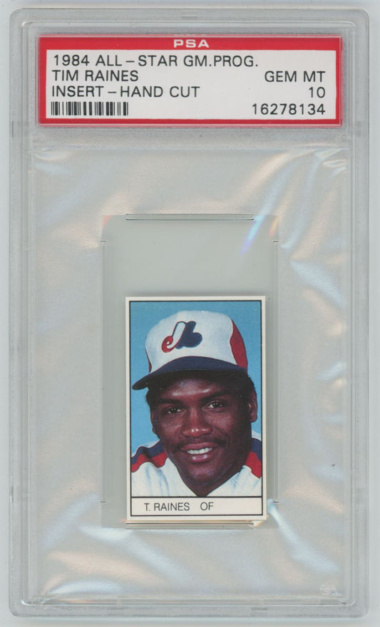 1984 All-Star Game Program Tim Raines Insert Hand-Cut PSA 10