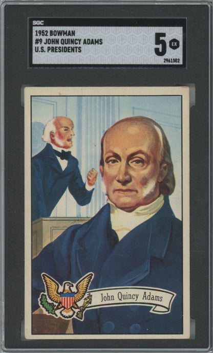 1952 Bowman John Quincy Adams #9 U.S. Presidents - SGC 5