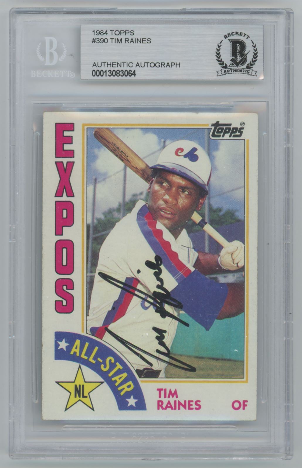 1984 Topps Tim Raines #390 Auto - Beckett Authentic