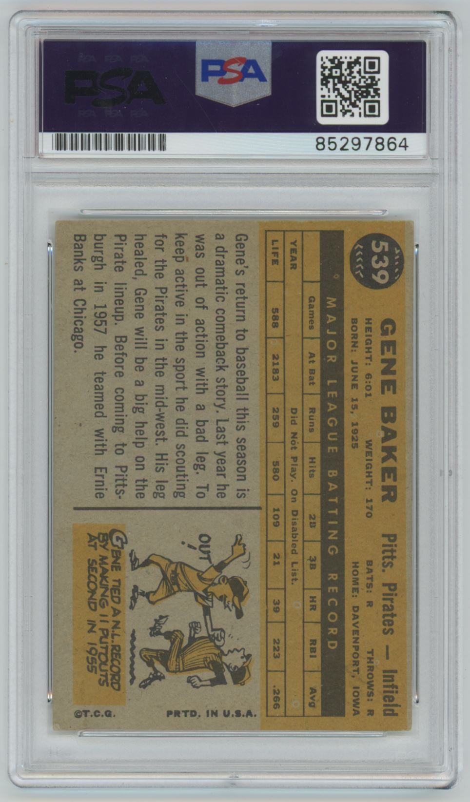 1960 Topps Gene Baker #539 Auto - PSA/DNA Authentic