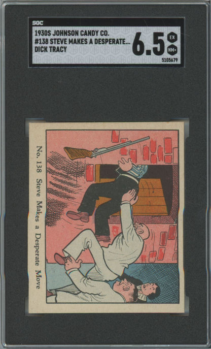 1930's Johnson Candy Co. Steve Makes a Desperate Move #138 Dick Tracy - SGC 6.5