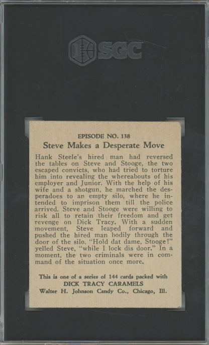 1930's Johnson Candy Co. Steve Makes a Desperate Move #138 Dick Tracy - SGC 6.5