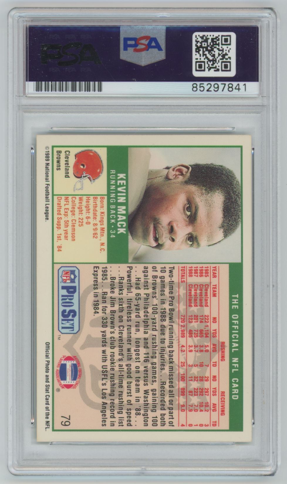 1989 Pro Set Kevin Mack Auto - PSA/DNA