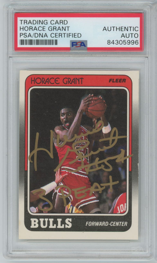 1988 Fleer #16 Horace Grant Rookie Card "3 Peat" Auto - PSA/DNA