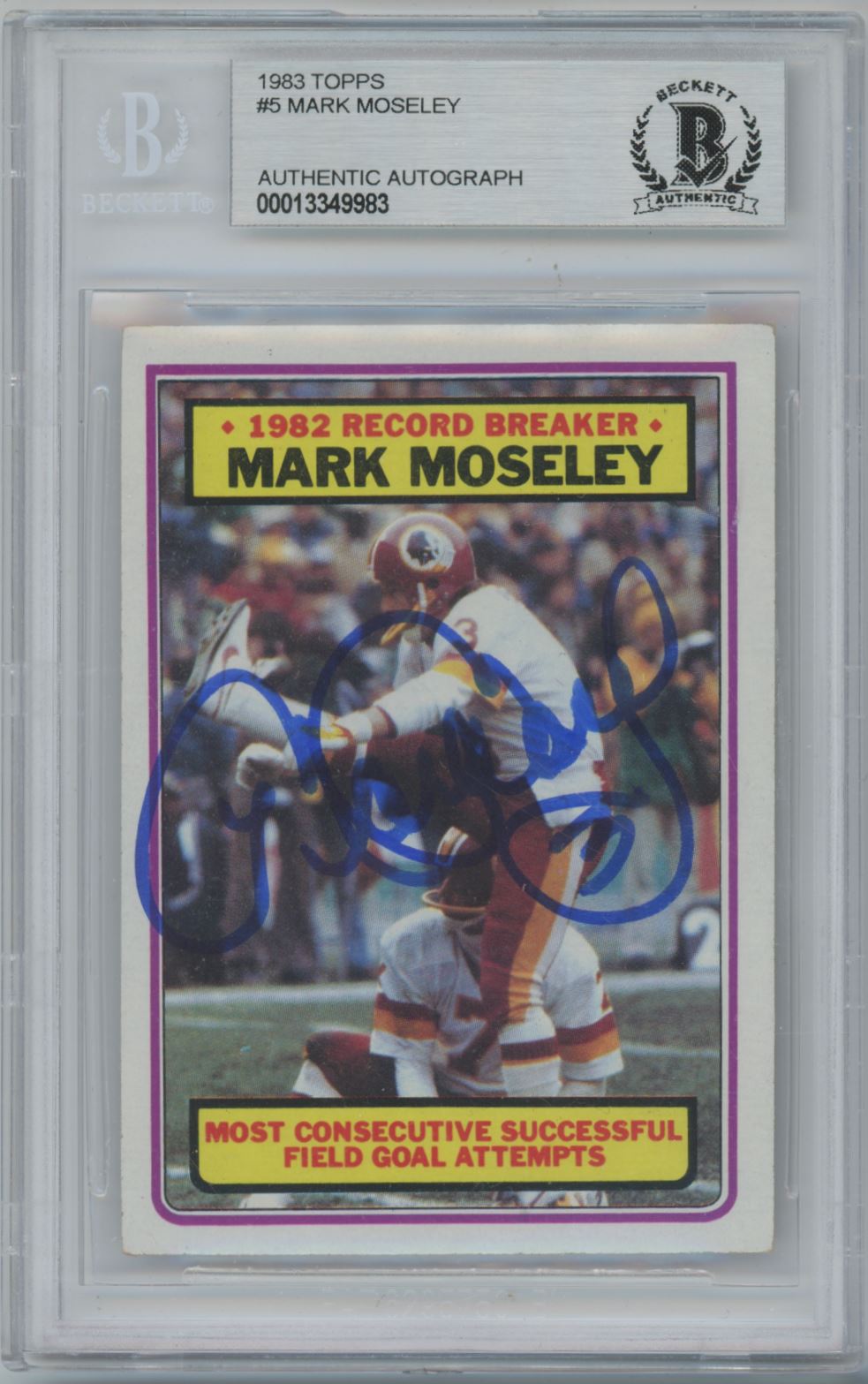 1983 Topps #5 Mark Moseley Auto - Beckett Authentic