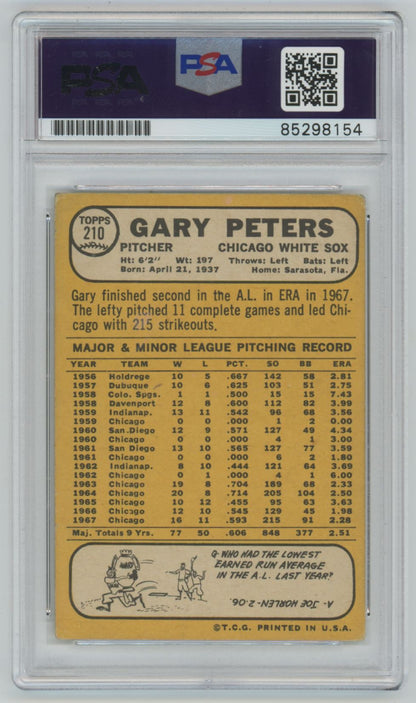 1968 Topps Gary Peters Auto - PSA/DNA Authentic (8154)