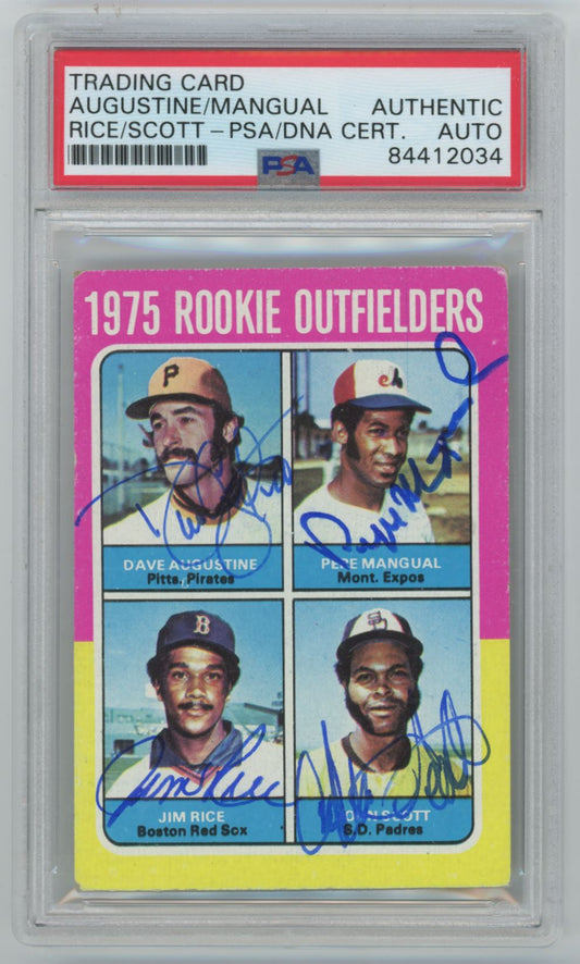 1975 Topps Mini David Augustine, Jose Mangual, Jim Rice, John Scott Rookie Auto - PSA/DNA