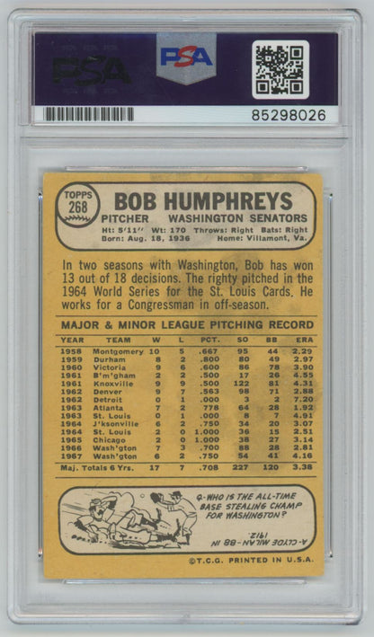 1968 Topps Bob Humphreys Auto - PSA/DNA Authentic (8026)