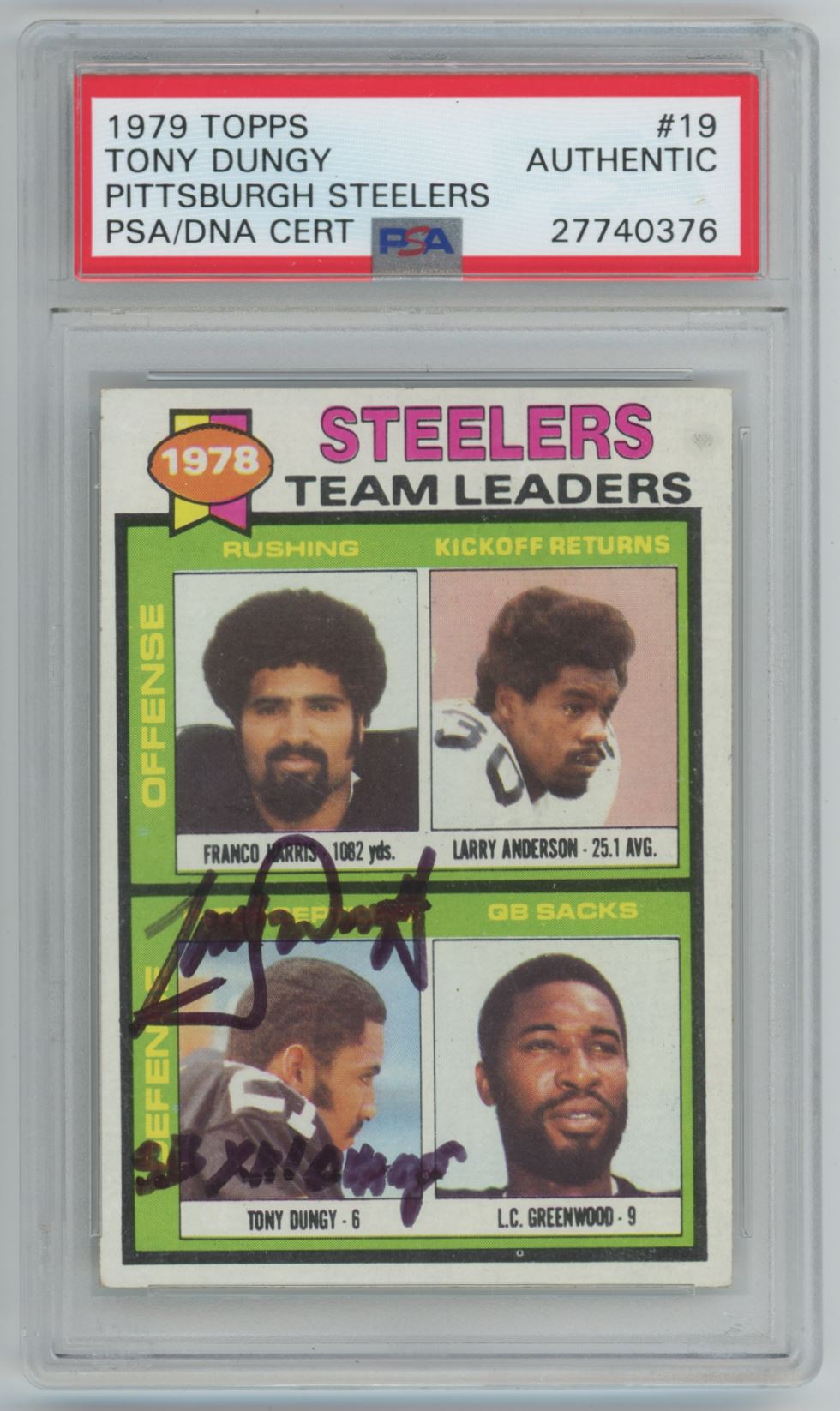 1979 Topps Tony Dungy #19 STEELERS HOF Auto - PSA/DNA