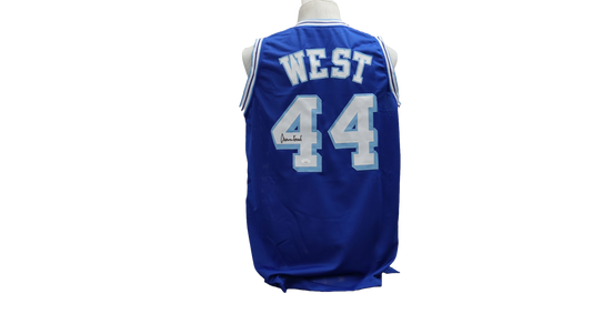 JERRY WEST CUSTOM AUTOGRAPHED BLUE JERSEY (JSA)