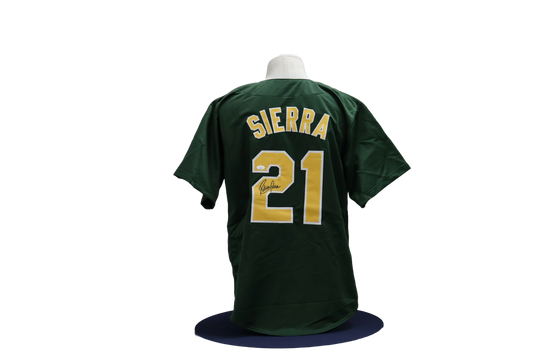 RUBEN SIERRA CUSTOM AUTOGRAPHED GREEN JERSEY (JSA)