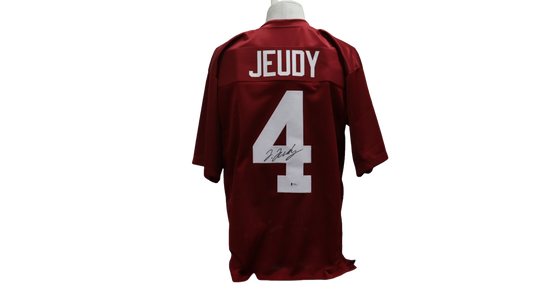 JERRY JEUDY CUSTOM AUTOGRAPHED BURGUNDY JERSEY (BECKETT)