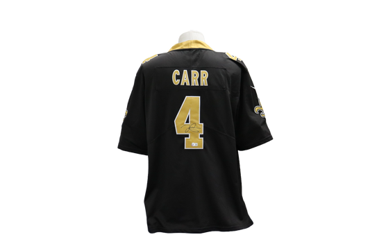 DEREK CARR CUSTOM AUTOGRAPHED BLACK JERSEY (BECKETT)