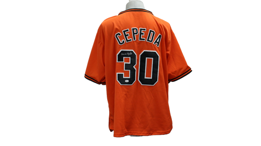 ORLANDO CEPEDA CUSTOM AUTOGRAPHED ORANGE JERSEY (JSA)