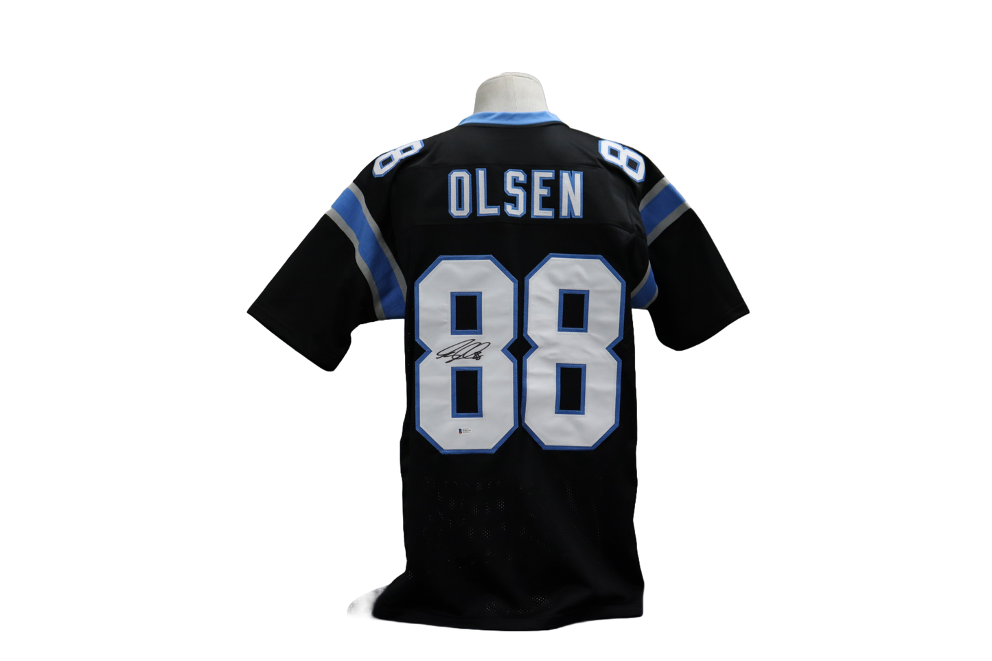 GREG OLSEN CUSTOM AUTOGRAPHED BLACK JERSEY (BECKETT)