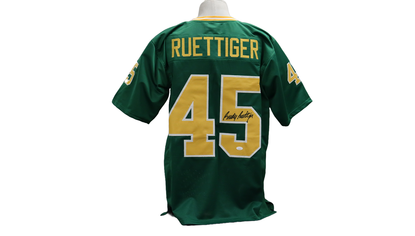 RUDY RUETTIGER CUSTOM AUTOGRAPHED GREEN JERSEY (JSA)