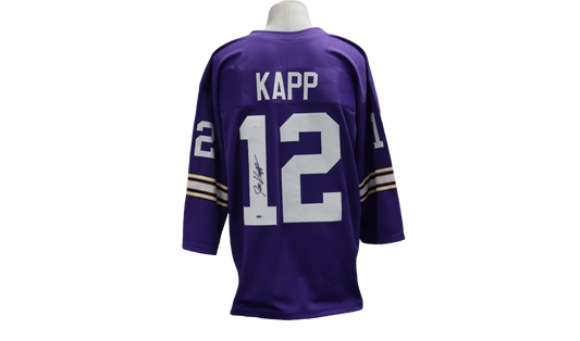 JOE KAPP CUSTOM AUTOGRAPHED PURPLE JERSEY (BSA)