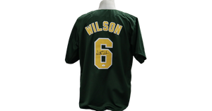 WILLIE WILSON CUSTOM AUTOGRAPHED GREEN JERSEY (JSA)