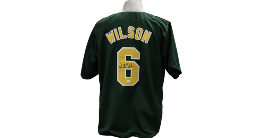 WILLIE WILSON CUSTOM AUTOGRAPHED GREEN JERSEY (JSA)