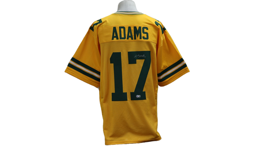 DAVANTE ADAMS CUSTOM AUTOGRAPHED YELLOW JERSEY (BECKETT)